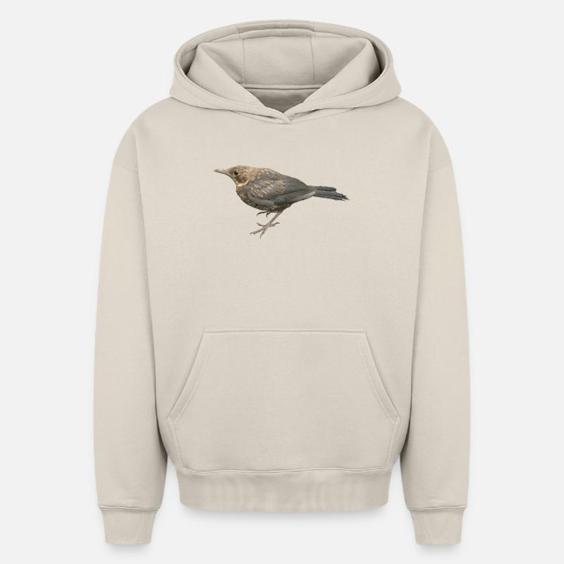 Merle Jeune Oiseau - Sweat à capuche unisexe oversize épais SPREAD - beige