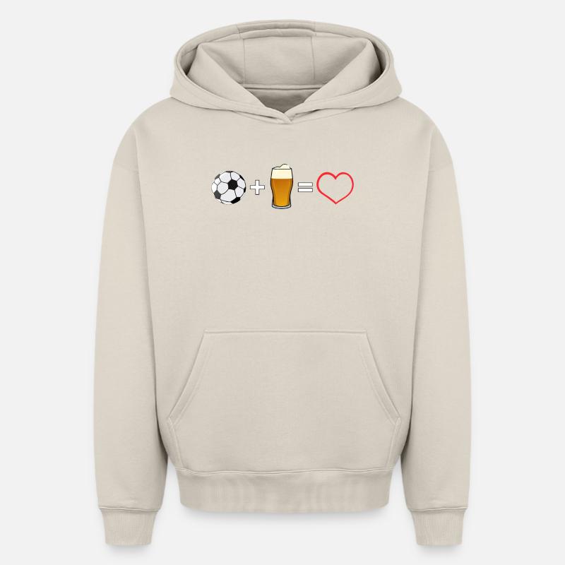 Football plus bière, c’est amour - Sweat à capuche unisexe oversize épais SPREAD - beige