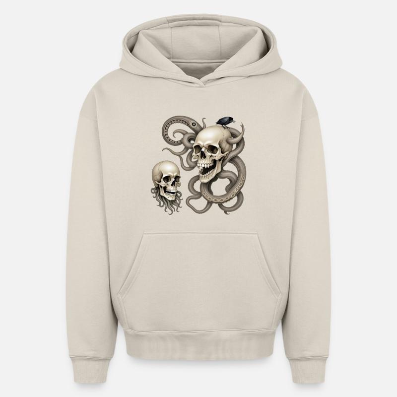 SKULL #1 - dark hell - Sweat à capuche unisexe oversize épais SPREAD - beige