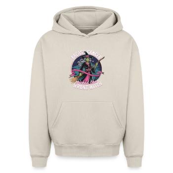 Breast cancer defeated - Malignant tumor - Oversized Heavyweight Unisex Hoodie - beige - Front - AI Model Female 172 dark (172cm) & AI Model Male 185 light (185cm)