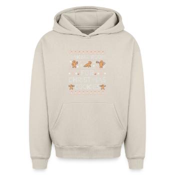Gym de Noël - Tenue de Noël pour les athlètes - Sweat à capuche unisexe oversize épais SPREAD - beige - Devant - AI Model Female 172 dark (172cm) & AI Model Male 185 light (185cm)