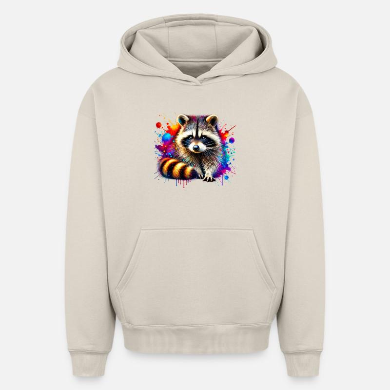 Raton laveur - Sweat à capuche unisexe oversize épais SPREAD - beige