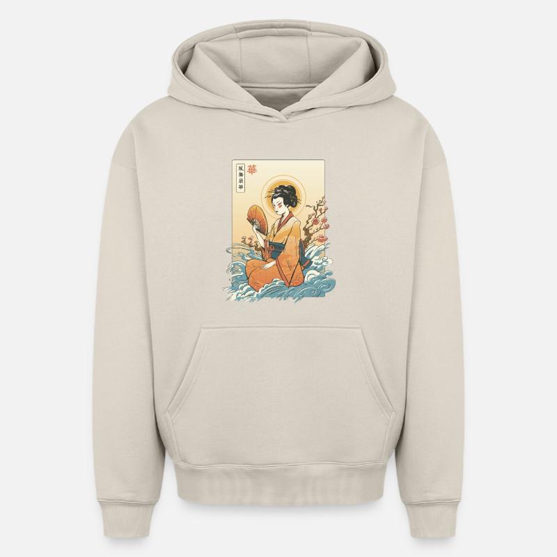Femme Kimono Traditionnelle et Naturelle - Sweat à capuche unisexe oversize épais SPREAD - beige