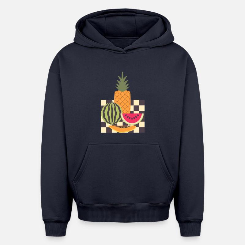Fruit abstrait et géométrie - Sweat à capuche unisexe oversize épais SPREAD - bleu marine