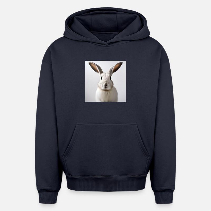 Lapin blanc illustré - Sweat à capuche unisexe oversize épais SPREAD - bleu marine