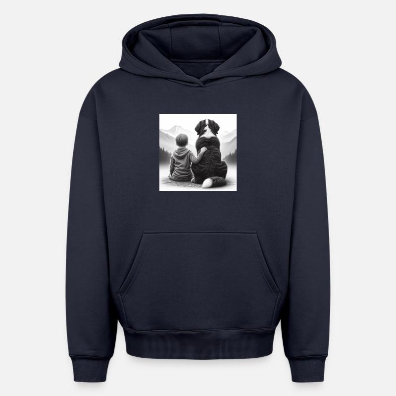 Bouvier bernois - Sweat à capuche unisexe oversize épais SPREAD - bleu marine