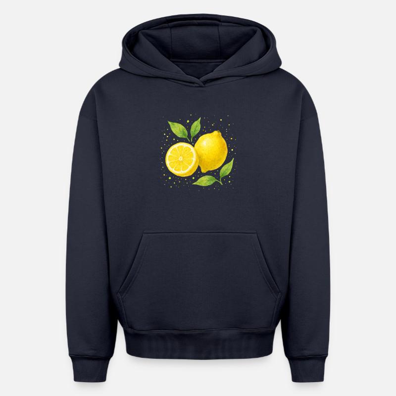 Citrons - Sweat à capuche unisexe oversize épais SPREAD - bleu marine