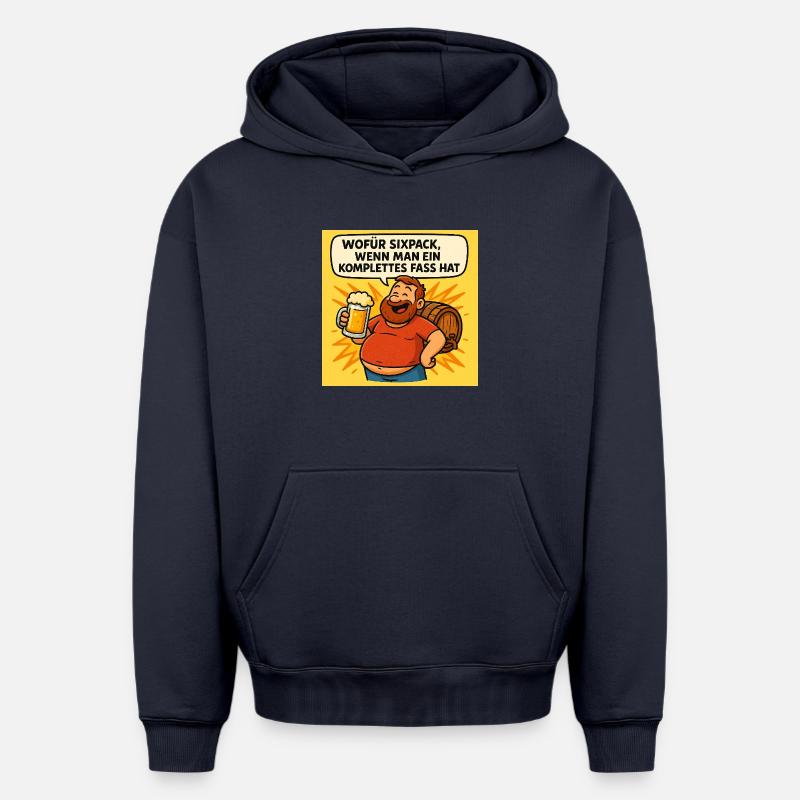 Six Pack oder Fass - Oversized Heavyweight Unisex Hoodie - Navy