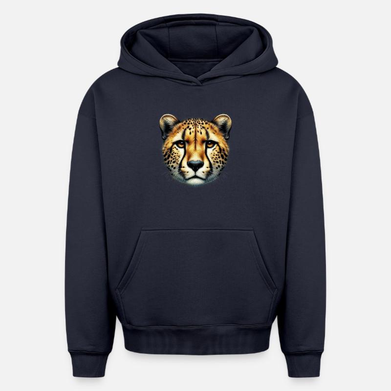 Guépard - Sweat à capuche unisexe oversize épais SPREAD - bleu marine