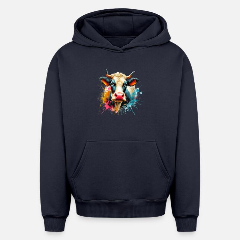 Vache - Sweat à capuche unisexe oversize épais SPREAD - bleu marine