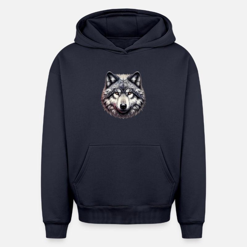 Loup - Sweat à capuche unisexe oversize épais SPREAD - bleu marine