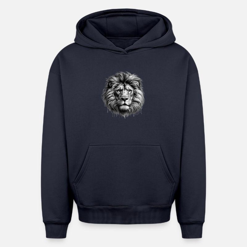 Lion - Sweat à capuche unisexe oversize épais SPREAD - bleu marine