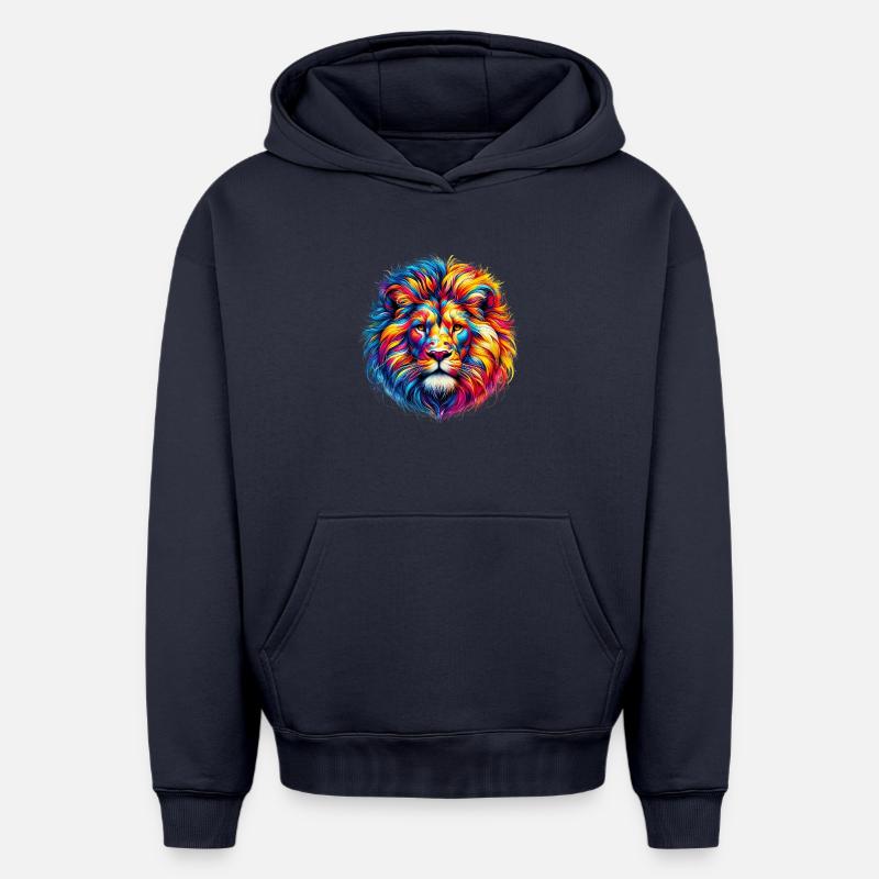 Lion - Sweat à capuche unisexe oversize épais SPREAD - bleu marine