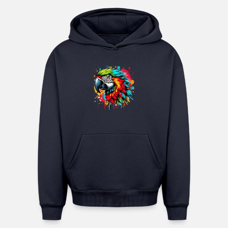 Perroquet - Sweat à capuche unisexe oversize épais SPREAD - bleu marine