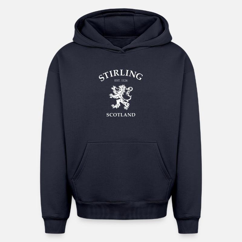 Stirling, Écosse - Sweat à capuche unisexe oversize épais SPREAD - bleu marine