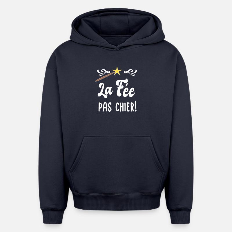 La Fée Pas Cher! - Sweat à capuche unisexe oversize épais SPREAD - bleu marine