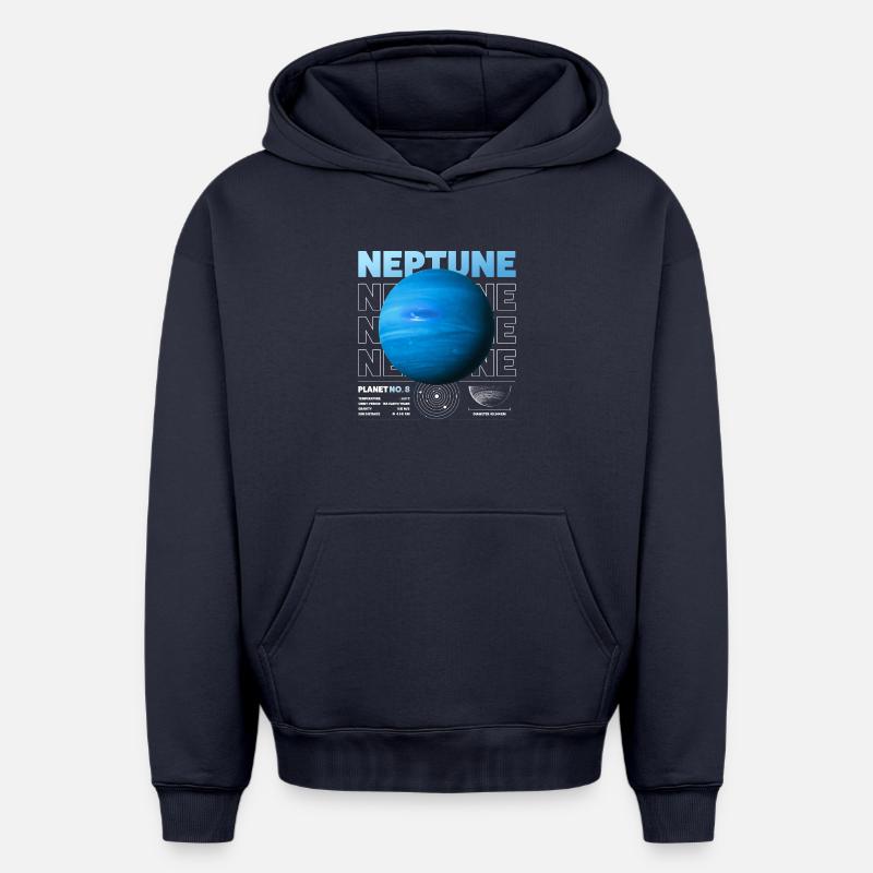 Détails de Neptune - Sweat à capuche unisexe oversize épais SPREAD - bleu marine