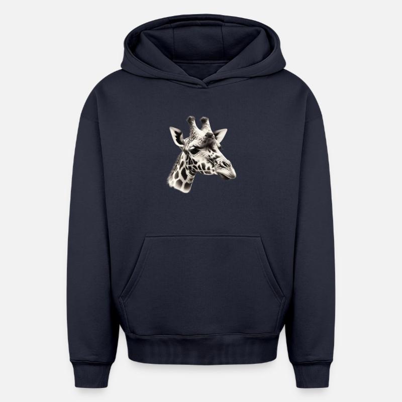 Girafe - Sweat à capuche unisexe oversize épais SPREAD - bleu marine