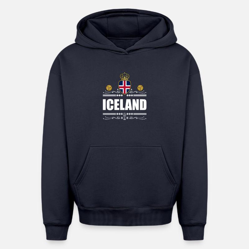ISLANDE - Sweat à capuche unisexe oversize épais SPREAD - bleu marine