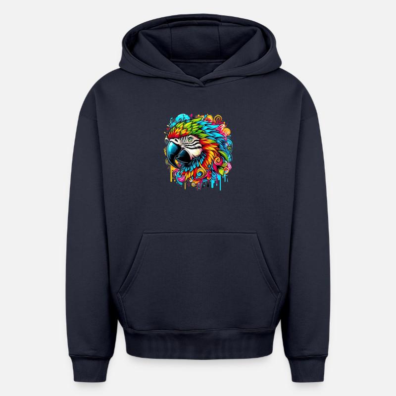 Perroquet - Sweat à capuche unisexe oversize épais SPREAD - bleu marine