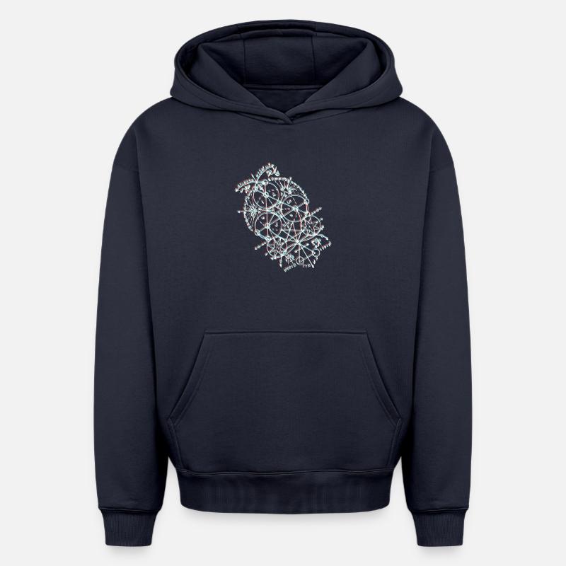 Orbite géométrique anaglyphe - Sweat à capuche unisexe oversize épais SPREAD - bleu marine