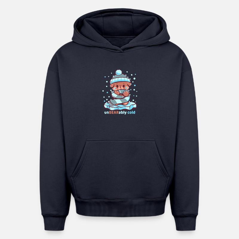 Froid insupportable - Sweat à capuche unisexe oversize épais SPREAD - bleu marine