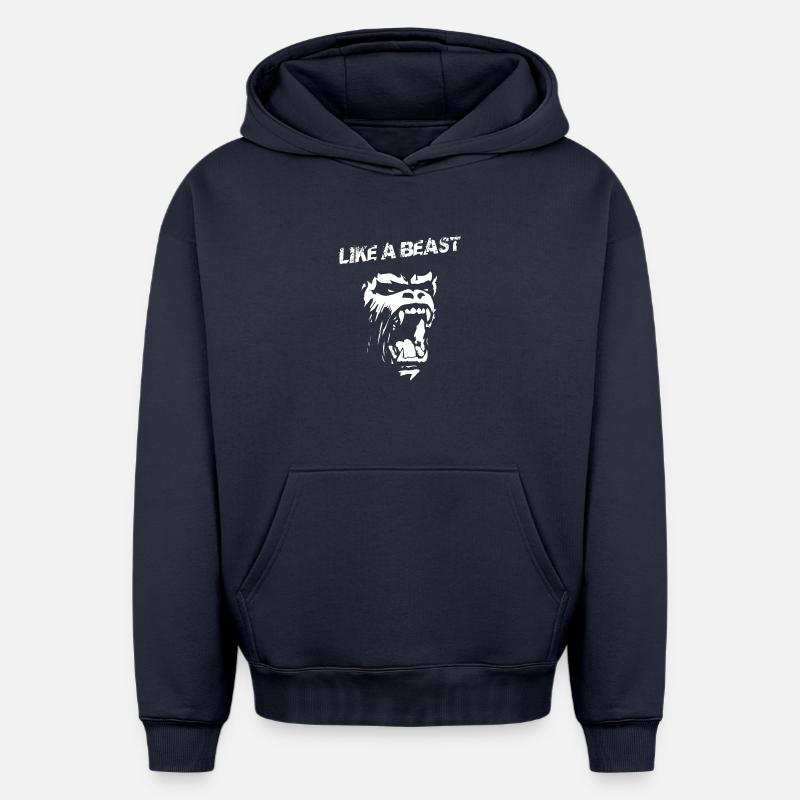 Comme un gorille bête - Sweat à capuche unisexe oversize épais SPREAD - bleu marine