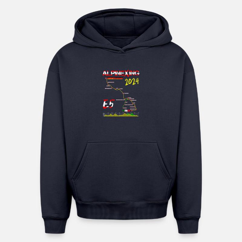 E5 Oberstdorf Merano 2024 - Sweat à capuche unisexe oversize épais SPREAD - bleu marine