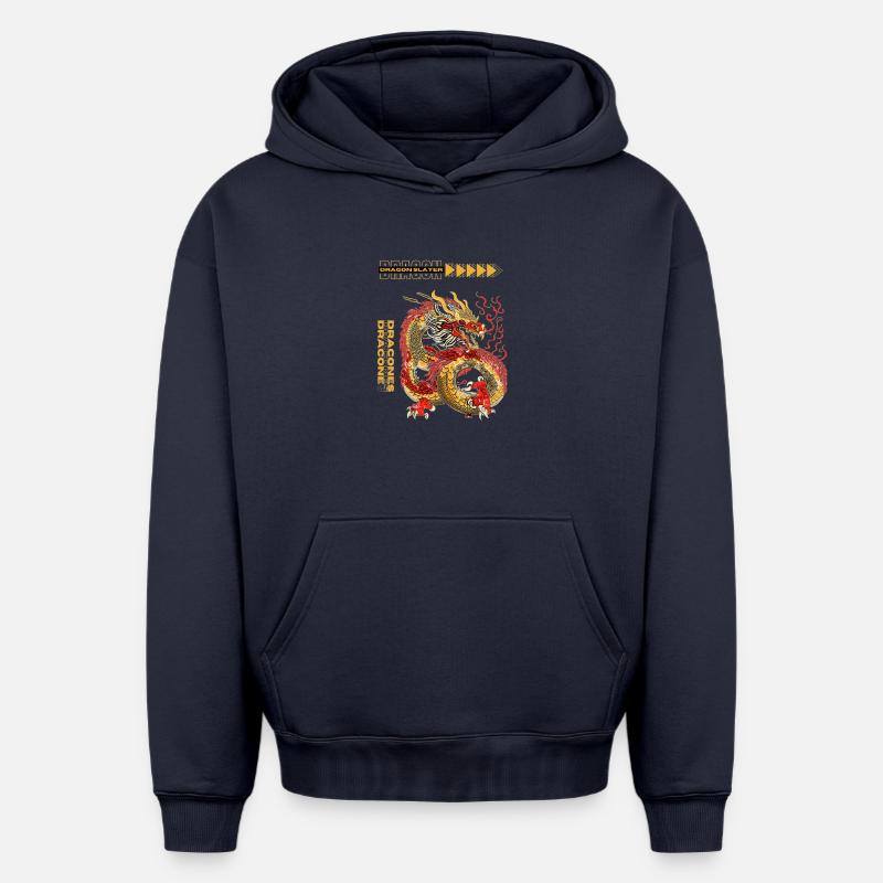 Tueur de dragons - Sweat à capuche unisexe oversize épais SPREAD - bleu marine