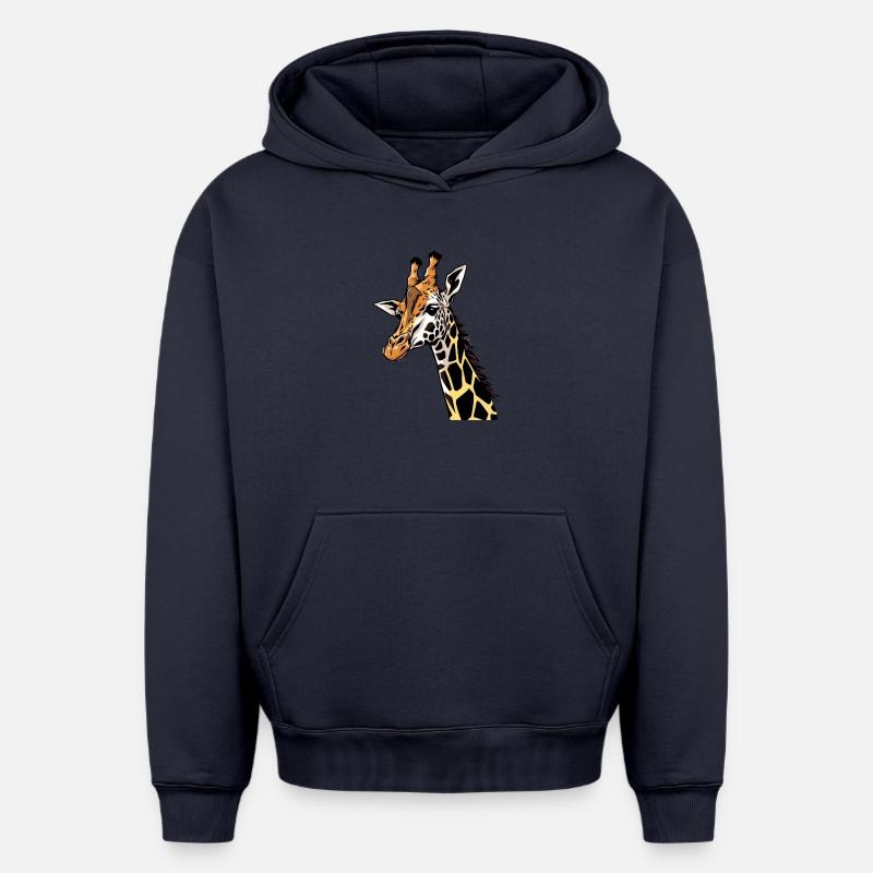Girafe - Sweat à capuche unisexe oversize épais SPREAD - bleu marine
