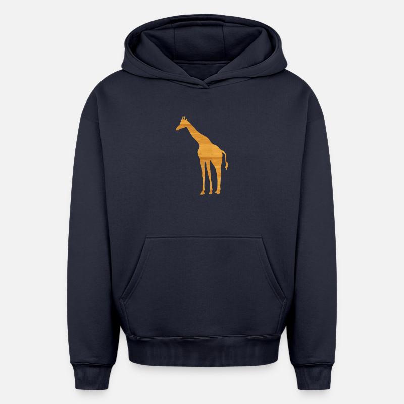 girafe - Sweat à capuche unisexe oversize épais SPREAD - bleu marine
