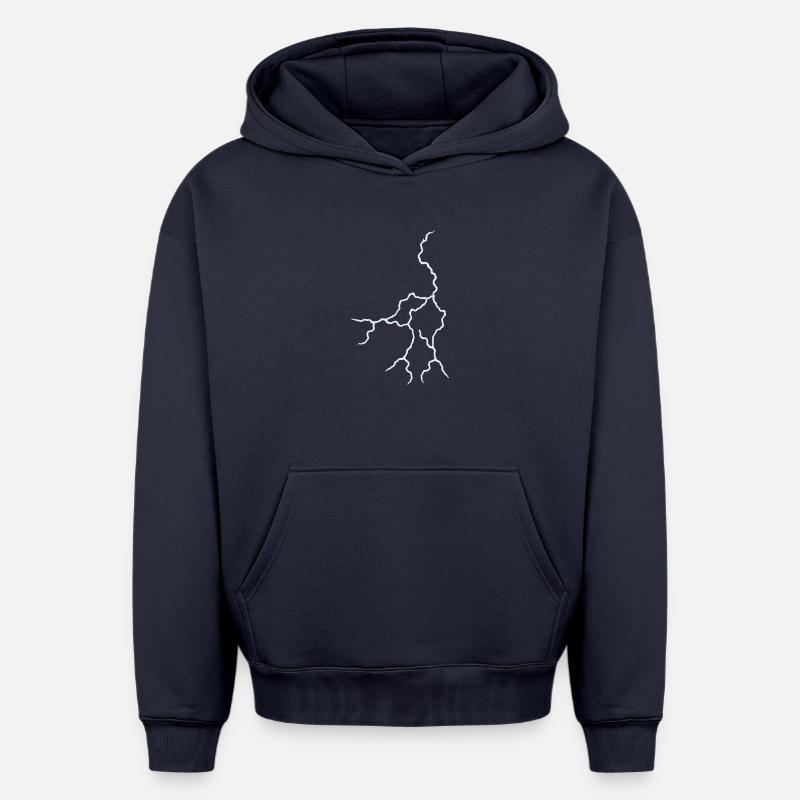 Foudre - Sweat à capuche unisexe oversize épais SPREAD - bleu marine