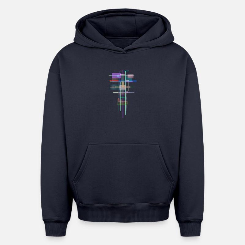 Pattern Abstract - Space Architecture - Oversized Heavyweight Unisex Hoodie - navy