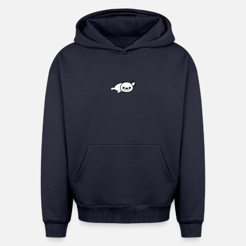 Phoque - Sweat à capuche unisexe oversize épais SPREAD - bleu marine