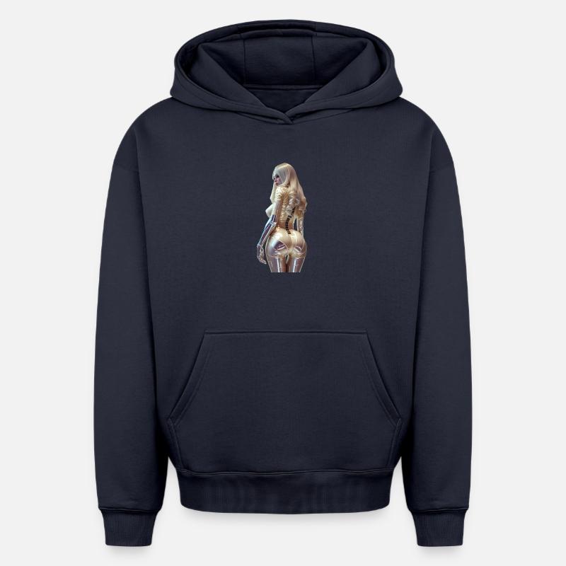 Cogito 01 (sans texte) - Sweat à capuche unisexe oversize épais SPREAD - bleu marine