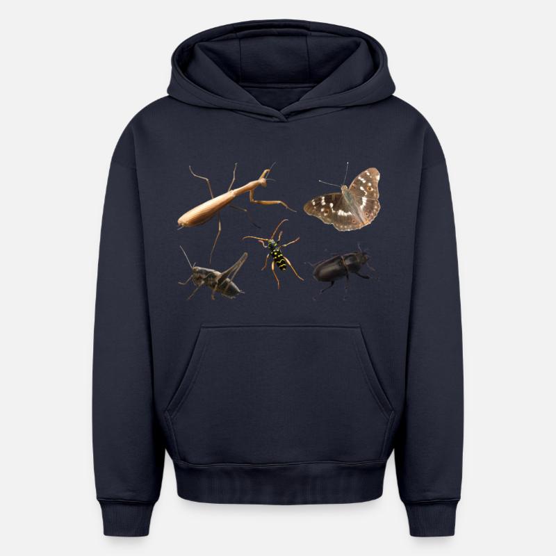 Insectes - Sweat à capuche unisexe oversize épais SPREAD - bleu marine