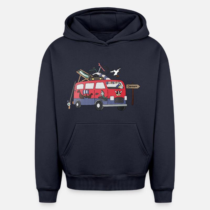 Camping-car Hygge Danemark - Sweat à capuche unisexe oversize épais SPREAD - bleu marine