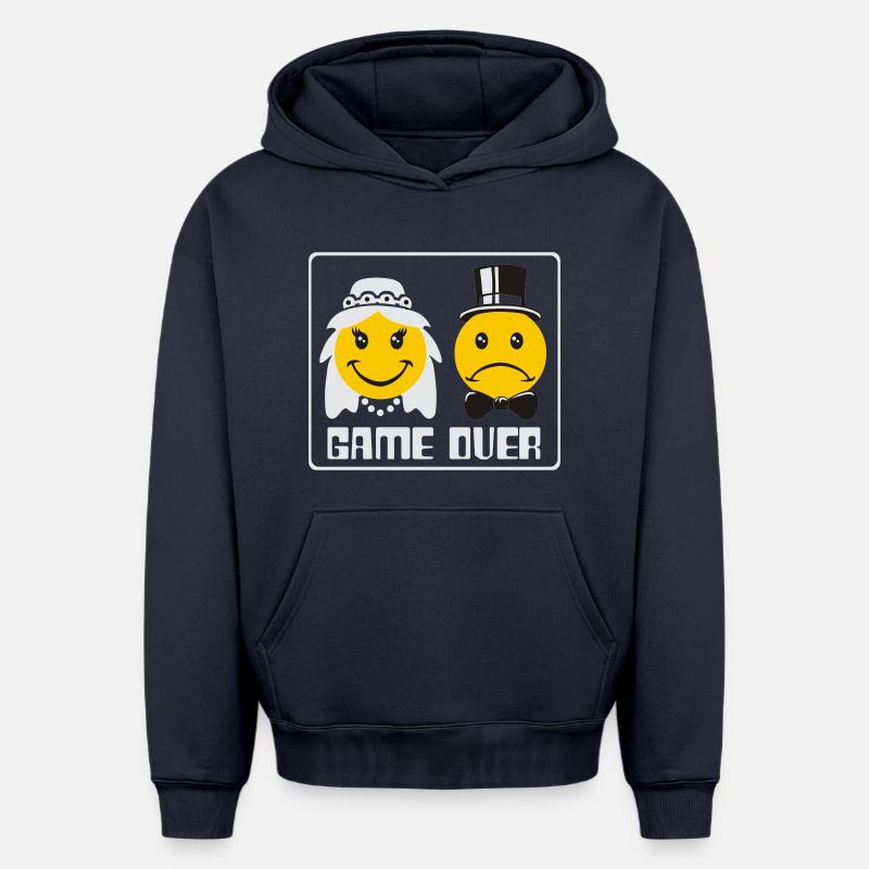 Game over flex - Sweat à capuche unisexe oversize épais SPREAD - bleu marine