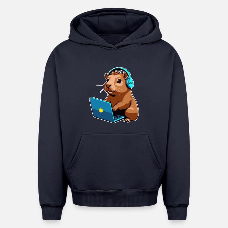 Capybara Programmierer Coder Computer - Oversized Heavyweight Unisex Hoodie - Navy