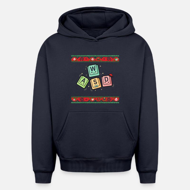 WASD - Kawaii - Sweat à capuche unisexe oversize épais SPREAD - bleu marine