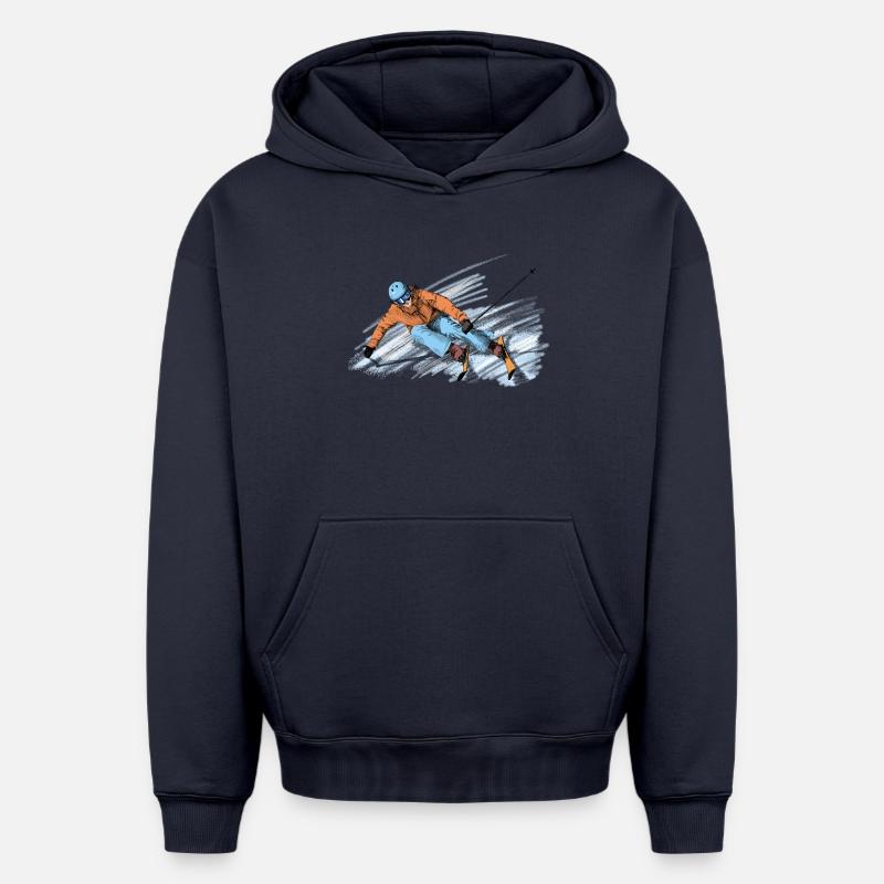 Skiing - Sweat à capuche unisexe oversize épais SPREAD - bleu marine