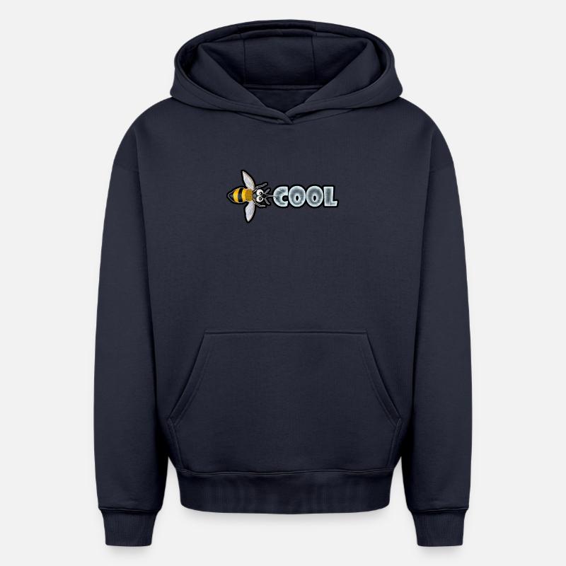 BEE COOL (horizontal) - Oversized Heavyweight Unisex Hoodie - Navy