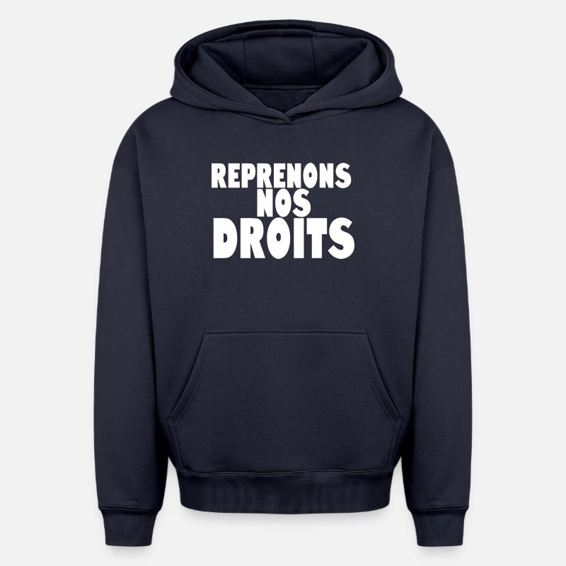 Reprenons nos doits - Sweat à capuche unisexe oversize épais SPREAD - bleu marine