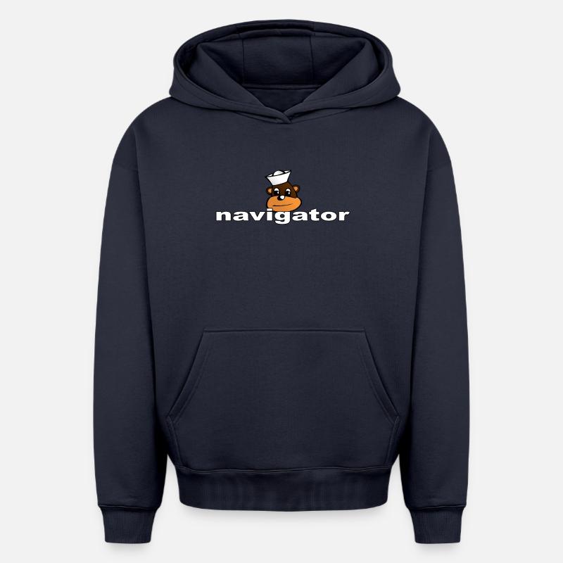 navigateur - Sweat à capuche unisexe oversize épais SPREAD - bleu marine