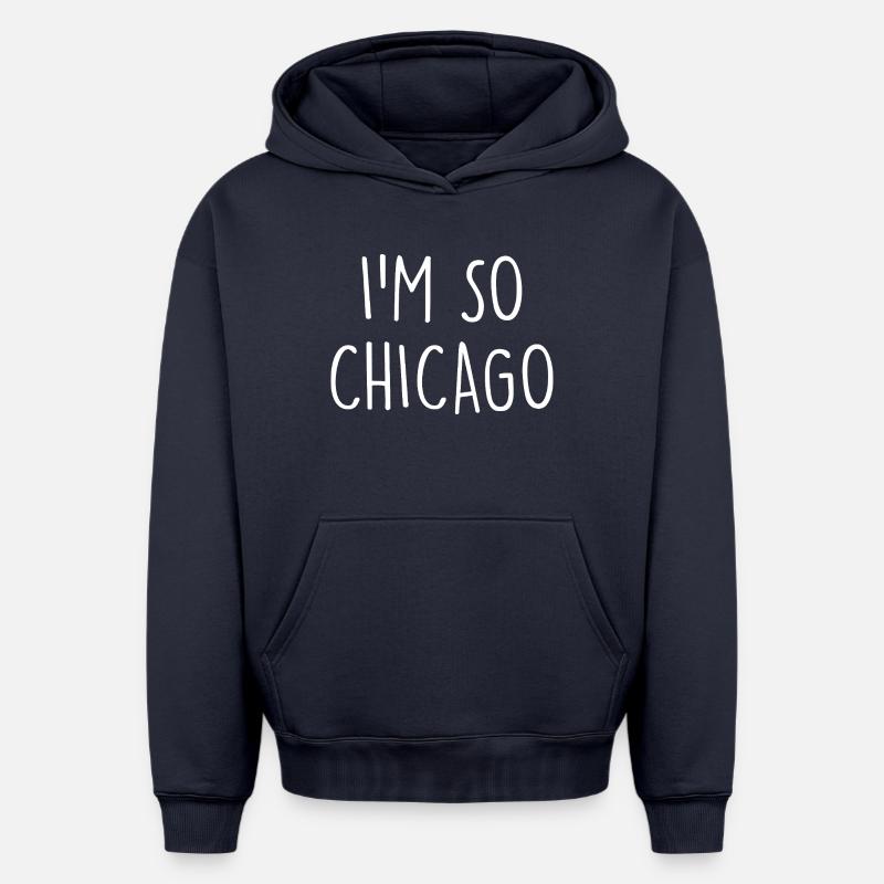 Chicago - Sweat à capuche unisexe oversize épais SPREAD - bleu marine