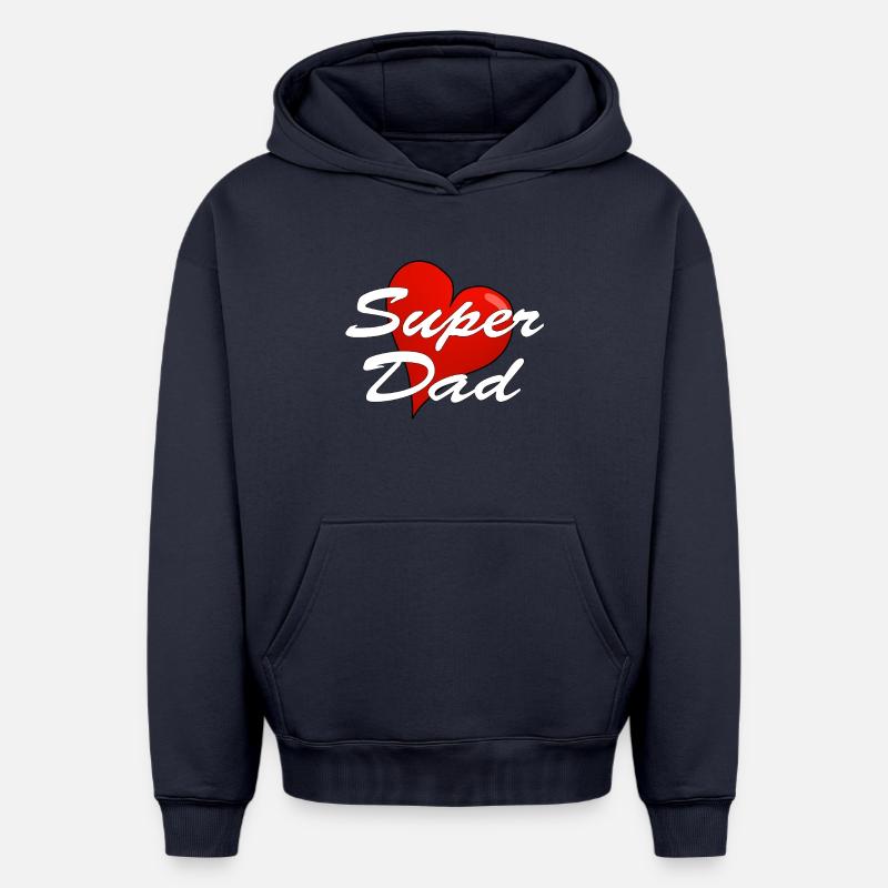 Super papa - Sweat à capuche unisexe oversize épais SPREAD - bleu marine
