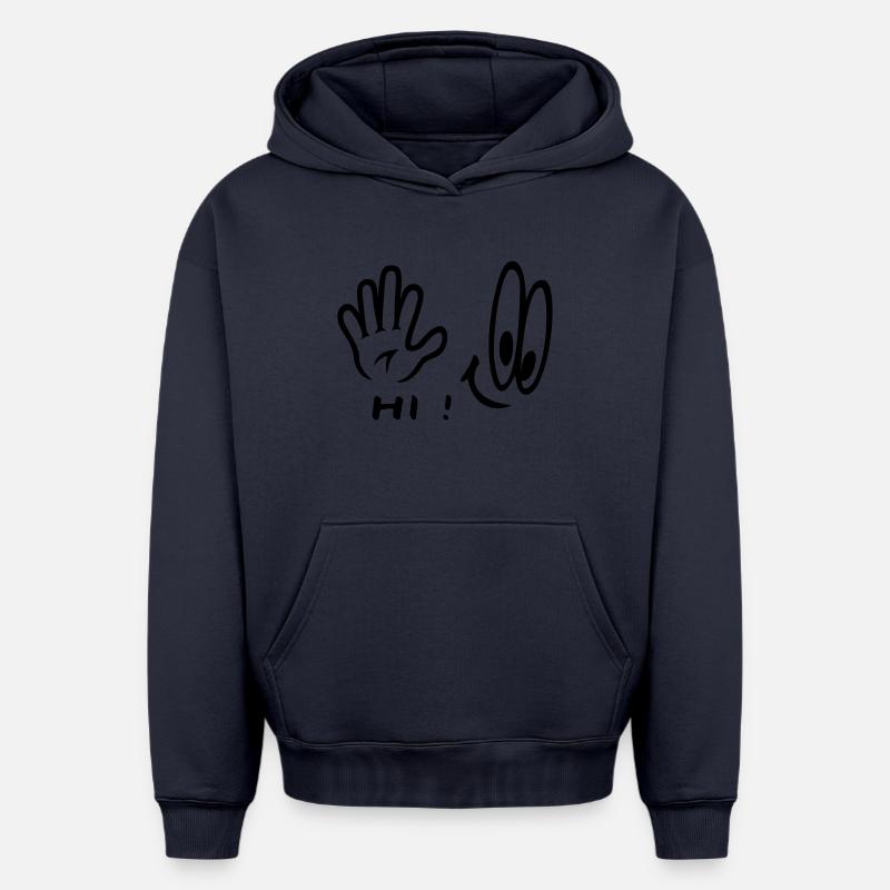 The Hand - Sweat à capuche unisexe oversize épais SPREAD - bleu marine
