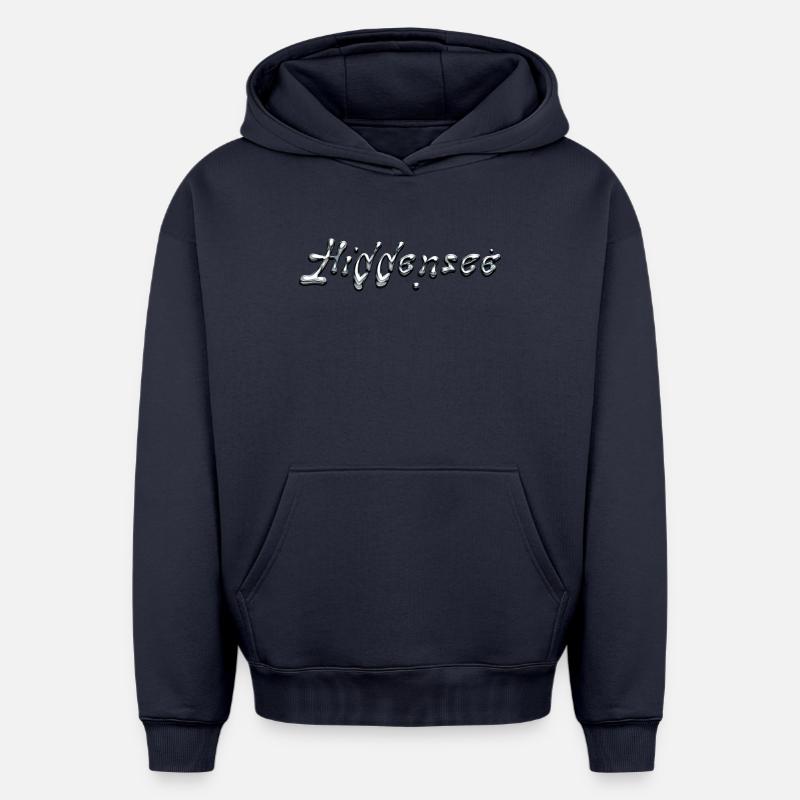 Lettrage chromé Hiddensee - Sweat à capuche unisexe oversize épais SPREAD - bleu marine