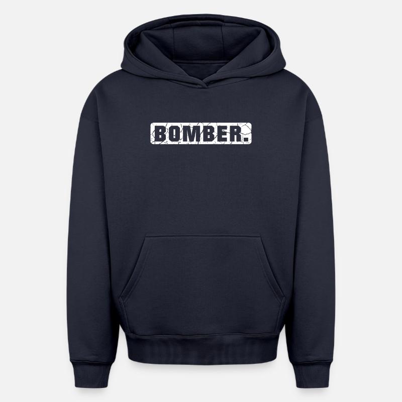 BOMBARDIER - Sweat à capuche unisexe oversize épais SPREAD - bleu marine