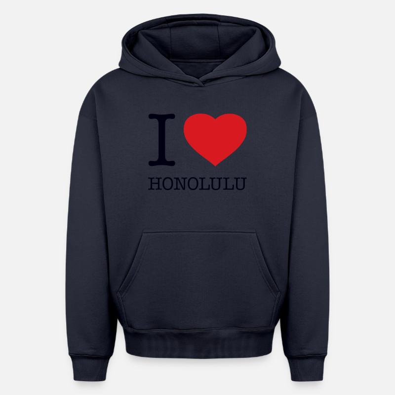 J’adore Honolulu - Sweat à capuche unisexe oversize épais SPREAD - bleu marine